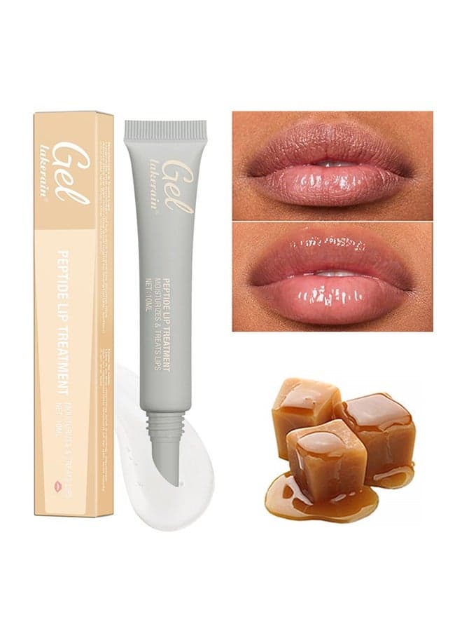 Peptide Lip Treatment Gel-Salted Caramel Moisturizes and Treats Lips Lip Gloss Oil for Plumper and Moisturizer Serum Hydrating Lip Serum for Dry Peeling and Dark Lips Gorgeous Glow 10ml