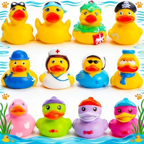 Rubber Ducks Toy Duckies for KidsBaby Bath Toys Toddlers Floater Duck Showers AccessoriesClassroom Halloween Birthday Showers Time Party Favors Swimming Pool Toy Decoration Gift 12 Pack