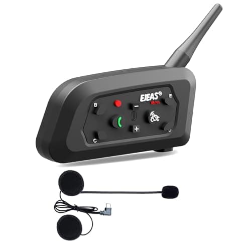 EJEAS V6 Motorcycle Bluetooth Headset, 2 Riders Motorcycle Intercom Helmet Communication System with Noise Reduction and Bluetooth 5.1 for Motorcycling Skiing and Climbing (1 Pack)