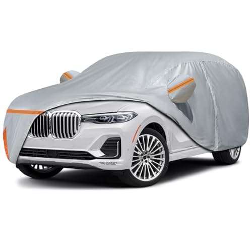 Waterproof Car Cover for 2018-2025 BMW X7, Custom-fit All Weather Sun Rain UV Dust Snow Protection Outdoor X7 Car Cover with Door Zipper and Cotton Lining-Gray