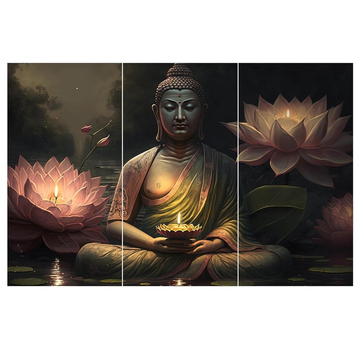 3D Buddha Wall Paintings Set of 5 Panels MDF Framed Abstract Wall Decor Living Room Home Office Hotel Decoration of Vinyl on Sunboard for Gifts BirthdayAnniversary Abstract Design 5 27x12 Inch