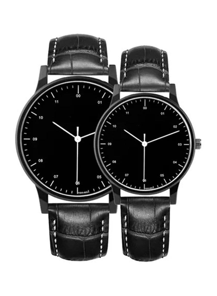 Casual Leather Analog Watch Set