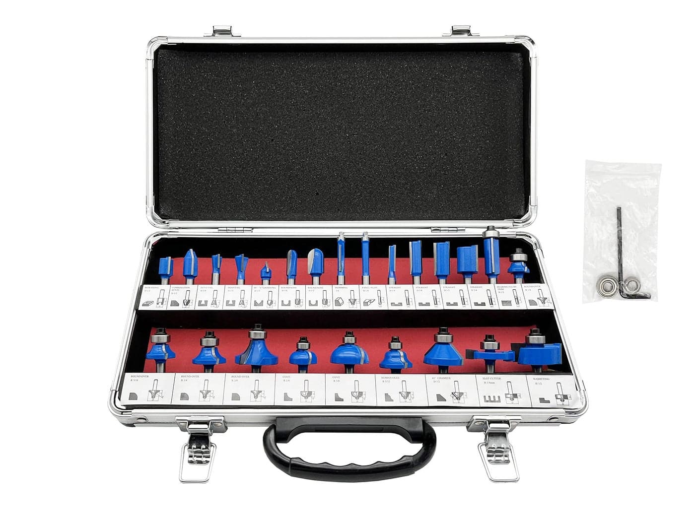 LU&MN Carbide Tipped Router Bit Set ( 24 PCS) with 1/4" Shank Wood Milling Saw Cutter, Multi-Purpose (Woodworking Tools for Home Improvement and DIY)