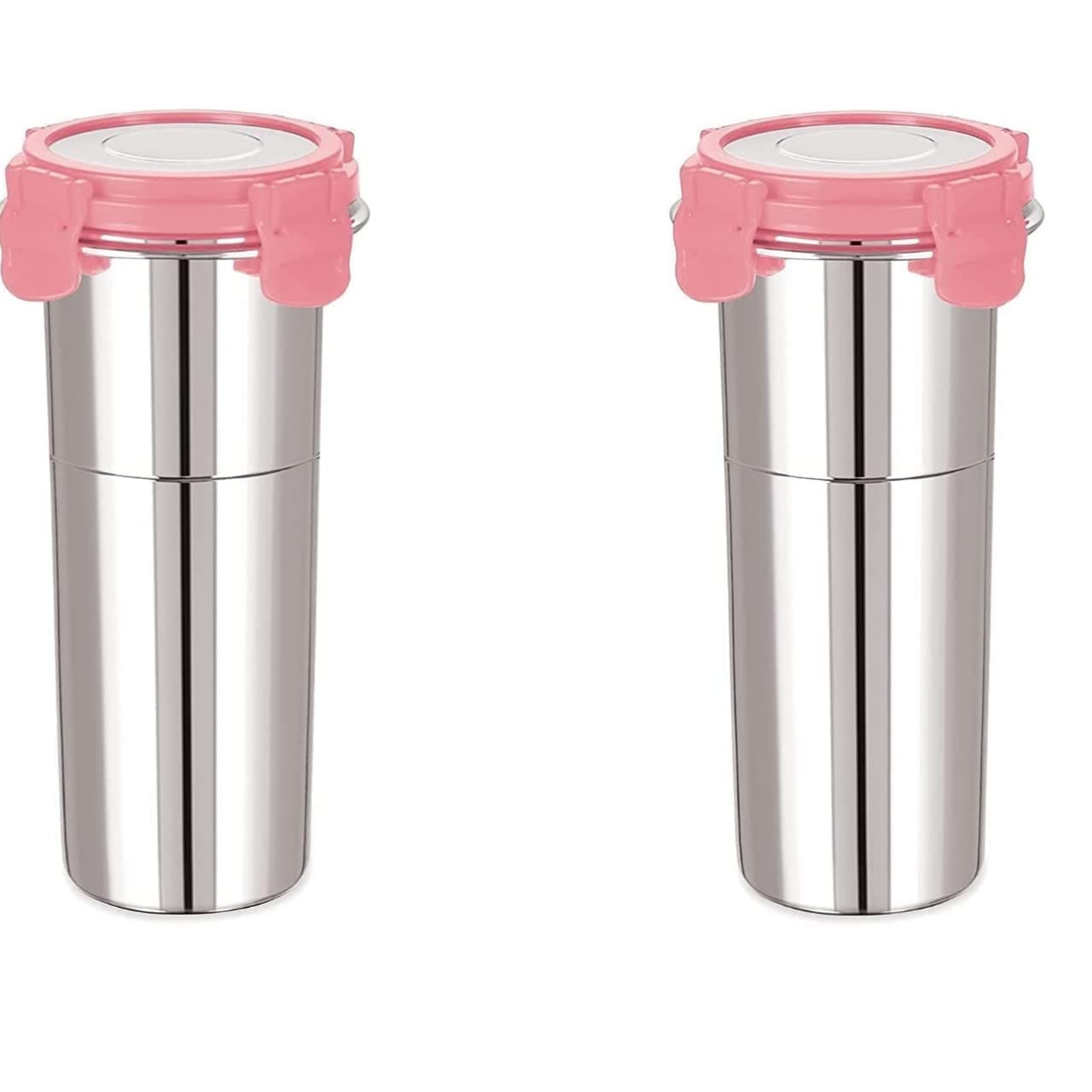 NOBILEA Stainless Steel Fusion Glass Tumbler with Stainless Steel Lid Multicolor 600 MlPack of 2