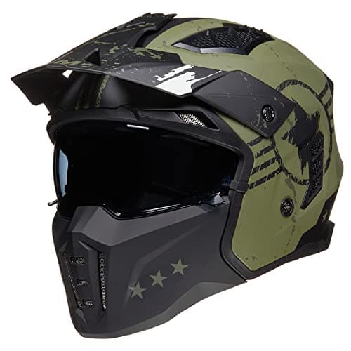 ILM Open Face Motorcycle 3/4 Half Helmet for Men and Women, Vintage Retro Helmet with Visor for Moped ATV Cruiser Scooter DOT Model Z302(Blue Mecha,X-Large)