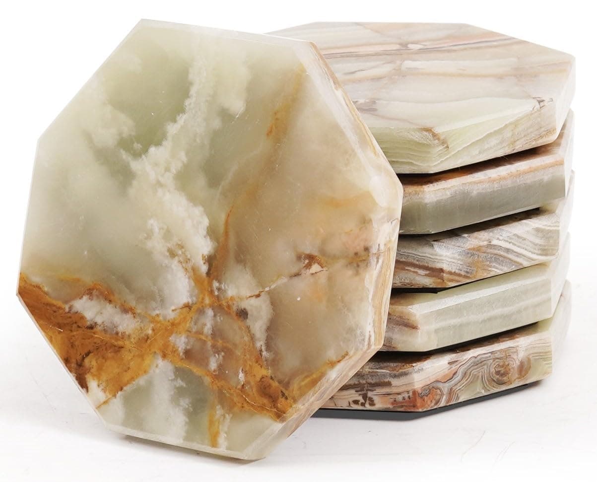 Radicaln Marble Coasters Star 35 Inches Green Onyx Handmade Marble Drink Coasters for Home and Kitchen Drink Coaster Set of 6 Ideal Coaster for Drink