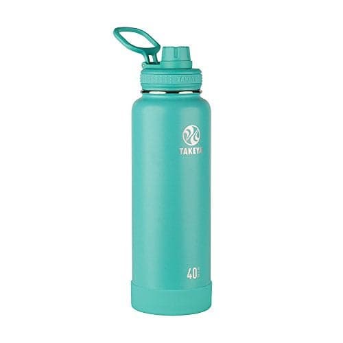 Takeya Actives Water Bottle with Spout Lid Bottle with Double Stainless Steel Insulation Dishwasher Safe BPAFree Bottle with Spout Lid Removable Bumper 40 oz Teal