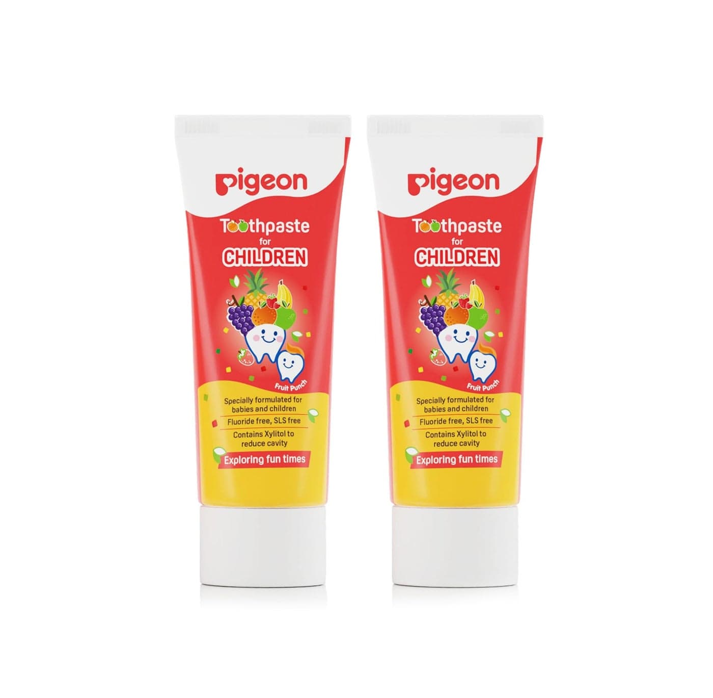 Pigeon Fruit Punch Toothpaste for Babies & Children | Formulated Without Fluoride, SLS, Added Colour & Paraben | pH Friendly Gentle Oral Care | 45 g Each | Pack of 2