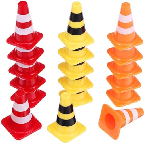 NUOBESTY 30pcs Mini Plastic Traffic Cones Tiny Simulation Safety Training Roadblock Cones Miniature Road Cones for Kids Multipurpose Construction Theme Party Sports Activity Cake Topper
