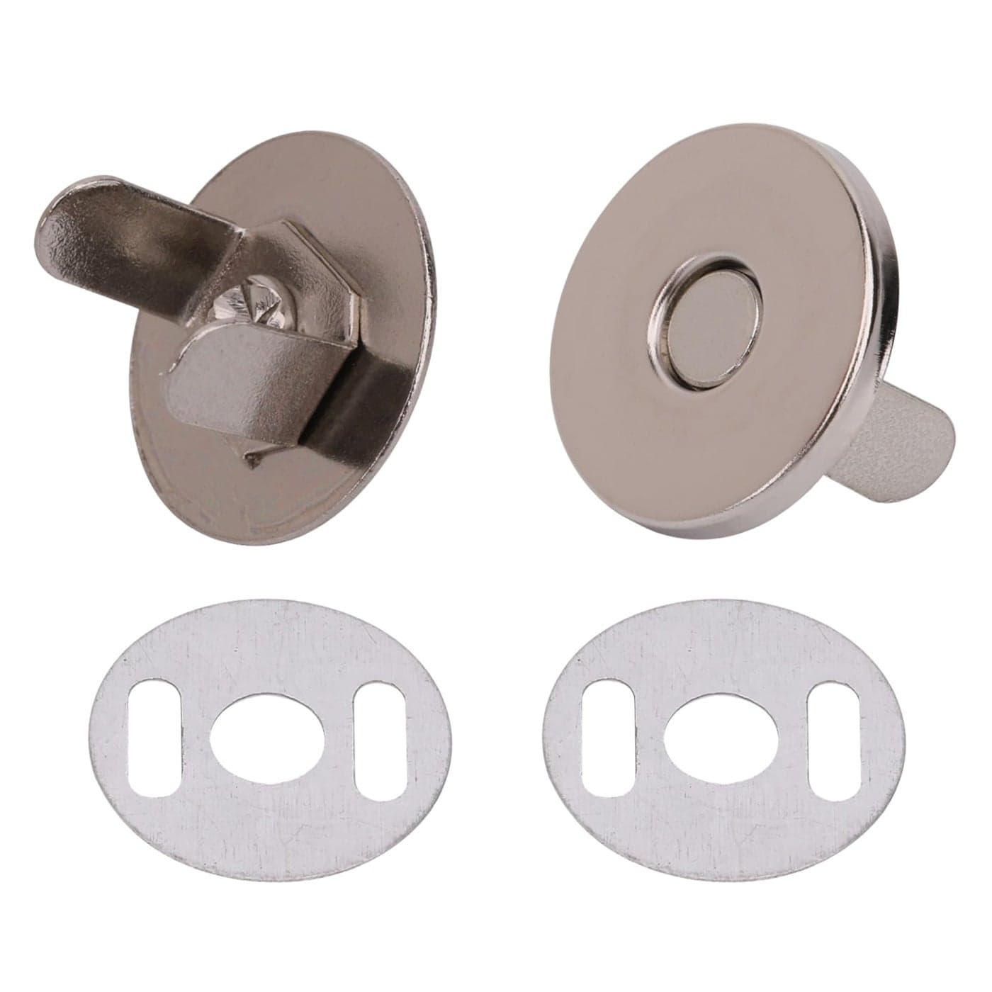 Trimming Shop 18mm Silver Magnetic Press Stud Clasps for Leather Craft Lightweight Snap Fasteners for DIY Projects Purses Bags Crafts with Two Metal Backing Washers Pack of 10
