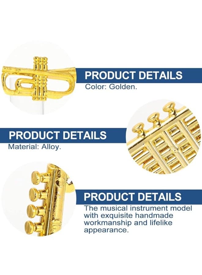 balacoo 4Pcs Mini Plastic Musical Instrument Dollhouse Trumpet Saxophone Miniature Dollhouse Model Gold Christmas Tree Hanging Decor