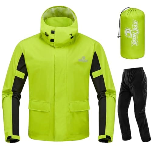 IRON JIA'S Rain Suit, Motorcycle Rain Gear for Men & Women, Waterproof Jacket and Pants, Breathable Reflective Raincoat for Farm Fishing Golf (Green L)