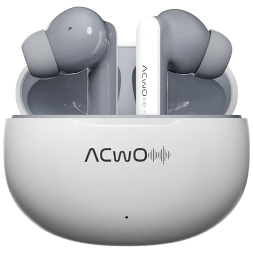 ACwO DwOTS 121 Wireless Earbuds | 55Hrs Playtime | Quad Mics with ENC | 3 Preset EQ Modes | Supreme Bass & High-Fidelity Acoustics | Bluetooth V5.4 – 10mins Charge = 120mins Playtime (Ash White)