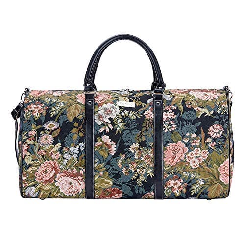 Signare Tapestry Large Travel Duffle Bag Ladies Overnight Weekender Carryon Gym Sports Duffel bags for Women with Floral Peony Design (BHOLD-PEO)