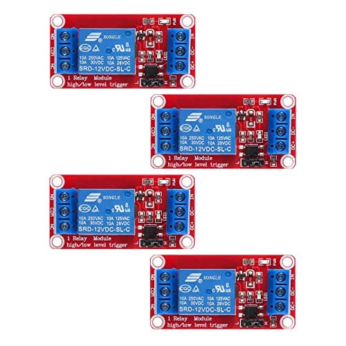 AEDIKO 4pcs DC 12V Relay Module 1 Channel Relay Board with Optocoupler Isolation Support High or Low Level