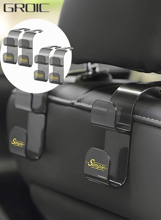 4 Pieces Headrest Hooks for Car, Universal Multifunctional Car Back Seat Mobile Phone Holder, Hanger Bag Purse Watching Movie