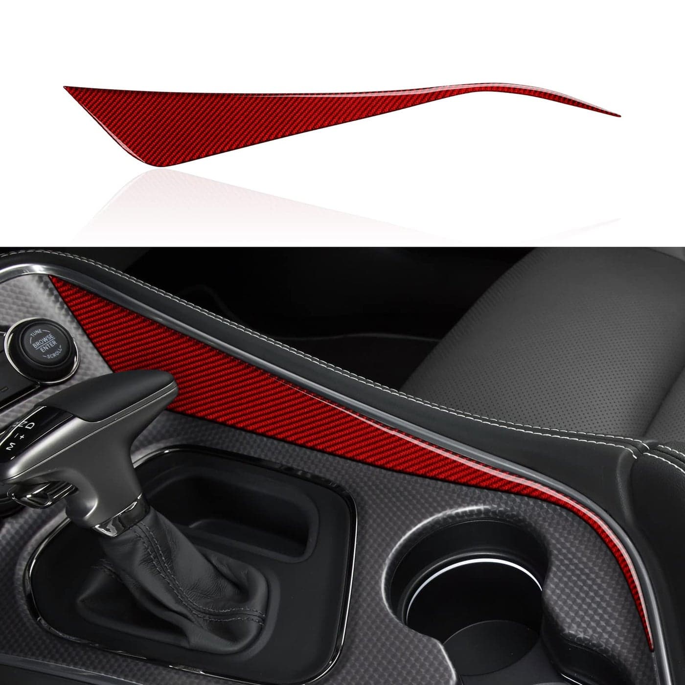 BRMYL Car Gear Shift Panel Side Strip Decals for 20152023 Dodge Challenger Accessories Carbon Fiber Stickers