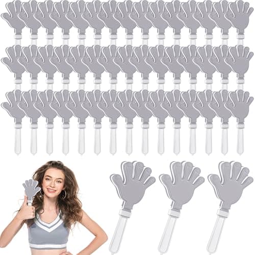 Junkin 48 Pcs Hand Clappers Bulk 7 5 x 3 5 Inches Noise Makers Party Favors Clapping Noise Maker Clacker for Birthdays Game Prizes Rewards Football Sporting Events Cheers Supplies SilverWhite