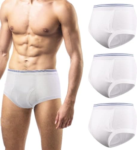 Carer Mens Incontinence Underwear Washable 3 Pack Cotton Reusable Incontinence Boxers Briefs for Men Built in Cotton Pad for Bladder Leakage 150ML 3XLarge