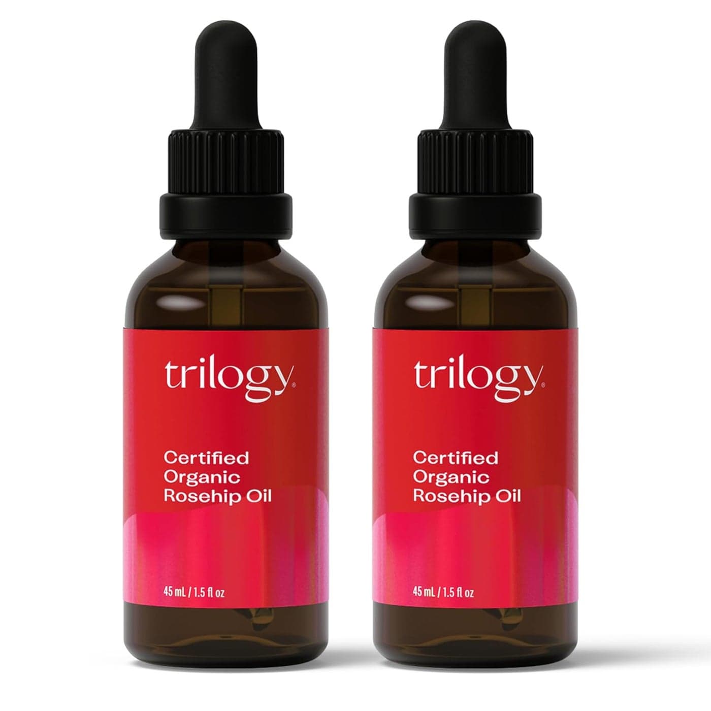 Trilogy Certified Organic Rosehip Oil Duo Intensive Nourishment Improves Appearance of Scars Stretch Marks Fine Lines Wrinkles 15 fl oz each