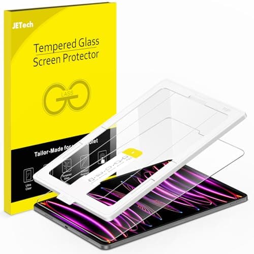 JETech One Touch Screen Protector for iPad Pro 129Inch 2022202120202018 Model 6th5th4th3rd Generation Tempered Glass Film with AutoAlignment Frame HD Clear