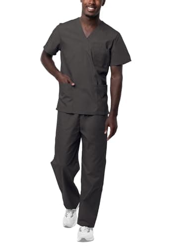 Sivvan Unisex Scrubs - Classic V-Neck Top & Drawstring Pants Scrub Set - S8400 - Charcoal - M