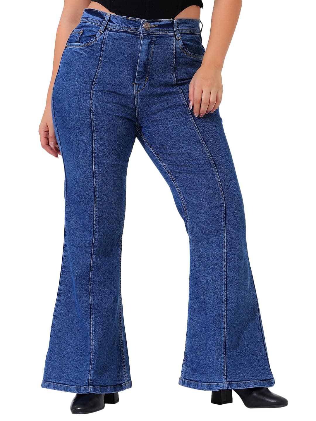 Nifty Women's Denim Stretchable Plus Size Boot Cut Jeans (1452_Plus_BTA_38_Medium_Blue_38)