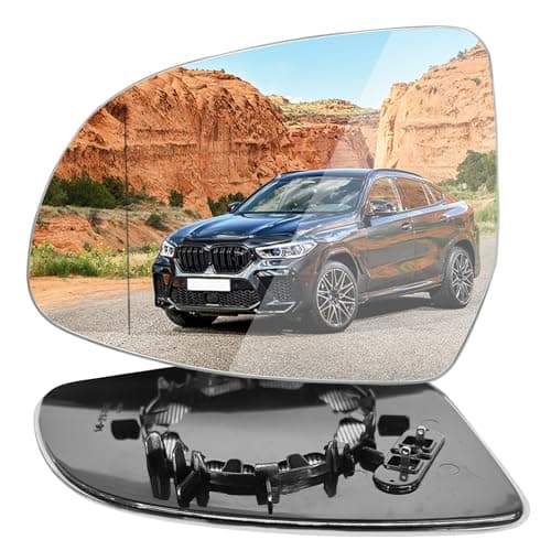 Jaronx Compatible with BMW Side Heated Mirror Glass for X3 2015-2024/ X4 2015-2025/ X5 2014-2025/ X6 2015-2025/ X7 2019-2024, Left Driver Side Heated Without Auto Dimming Mirror Glass Replacement