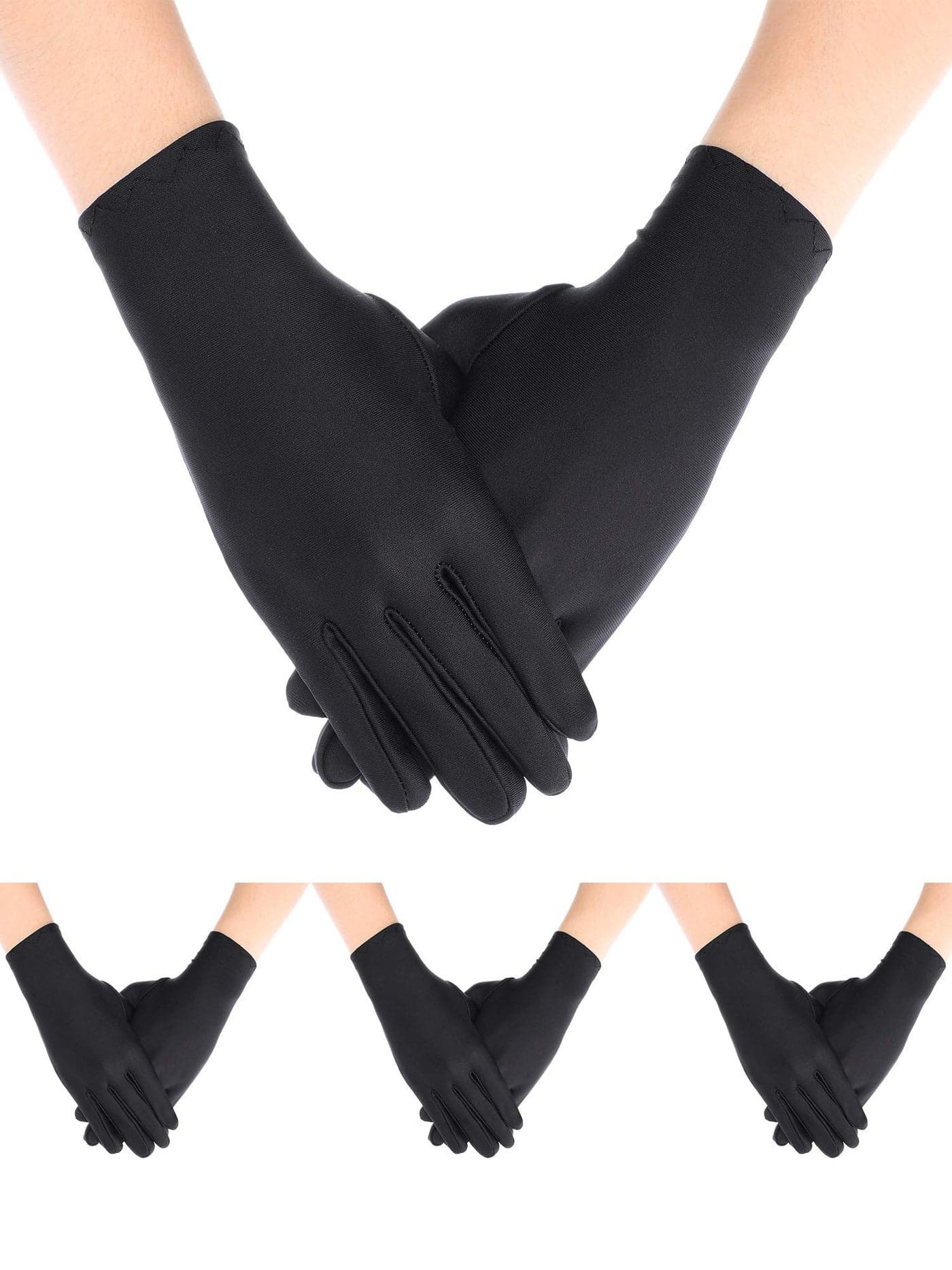 Sumind 4 Pairs Uniform Gloves Costume Gloves Dress Gloves for Man Police Formal Tuxedo Guard Parade Costume (Black)