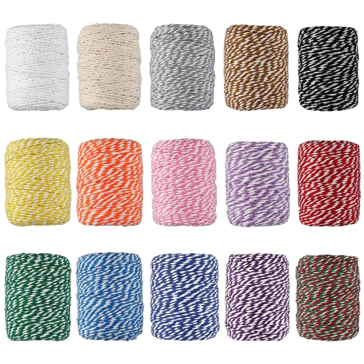 HULISEN Colorful Bakers Twine 15 Rolls 2mm 3 Strands Cotton String for Cooking Artworks DIY Crafts Plant Hanger and Embellishments Festive Twine for Gift Wrapping Each 164 Feet