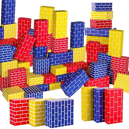 Nuanchu 60 Pcs Cardboard Building Blocks for Kids Large Jumbo Square Rectangle Thick Cardboard Pretend Bricks for Building Stacking GameClassic Shapes