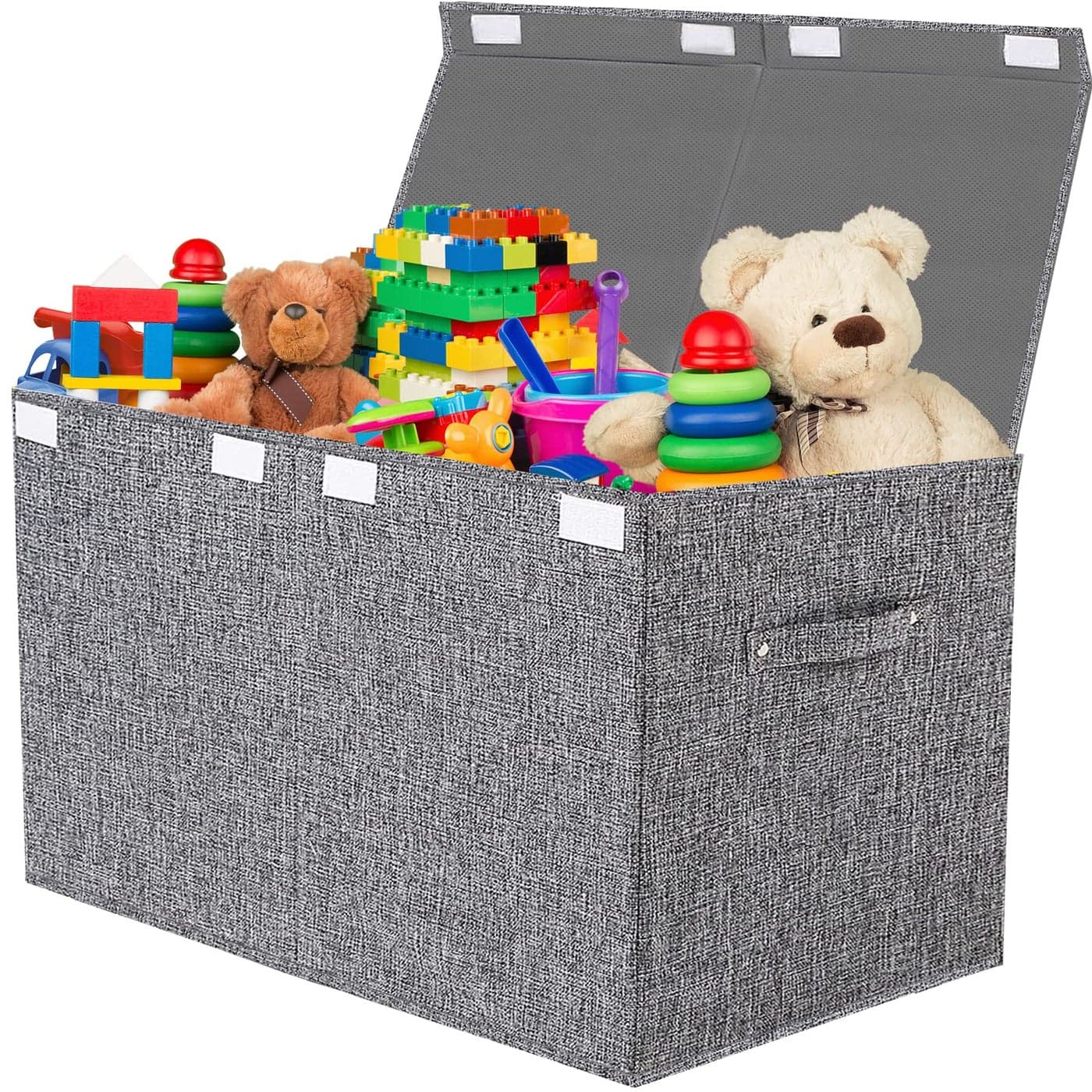 VERONLY Large Toy Box Chest Storage with Lid Collapsible Kids Toys Boxes Organizer Bins Baskets with Handles for BoysGirlsNurseryPlayroomClothesBlanketBedroom Gray