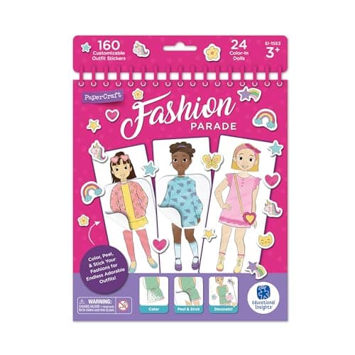 Educational Insights PaperCraft Fashion Parade Paper Dolls and Dress Up Toys Kids Craft Kits Travel Toys for Toddlers 35 Fashion Dolls Paper Doll Book Drawing Activities for Boys and Girls
