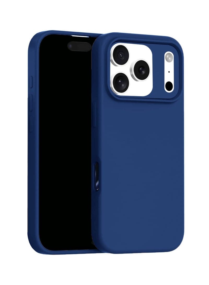 Soft Liquid Silicone Case Cover for Apple iPhone 17 Pro 5G (2025) – Slim Shockproof Full Body Protective Phone Case with Anti-Scratch Microfiber Lining & Smooth Matte Finish – Navy Blue (MCRPSN)