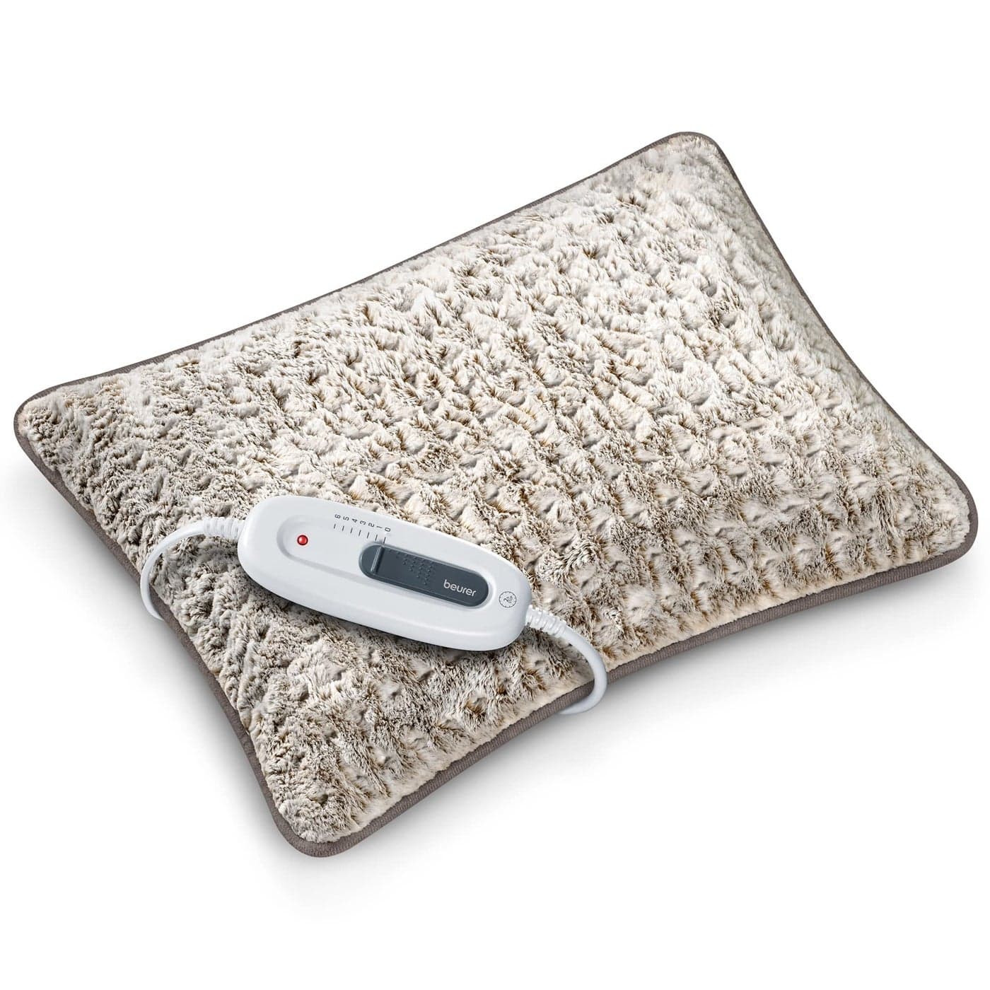 Beurer UHP48N Lux Heated Body Pillow Lumbar Support Pillow for Back Pain Relief Microplush Heated Pillow with 6 Temperature Settings and Auto ShutOff Back Pillow for Sore Muscles Grey