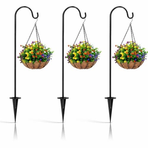 BESPORTBLE Shepherds Pole Outdoor Shepherds Hook Black 1Pack 275 Inch Garden Pole for Bird Feeder Plant Hanger Solar Light Hanger Pathway Patio Lawn Yard Wedding Decor Ornament Stake