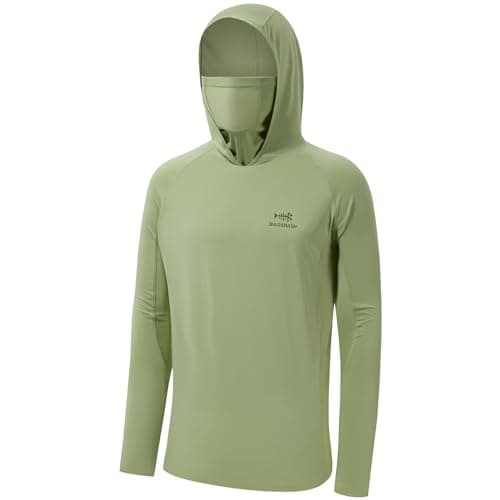 BASSDASH UPF 50 Mens Long Sleeve Fishing Shirt with Mask UV Neck Gaiter Hoodie