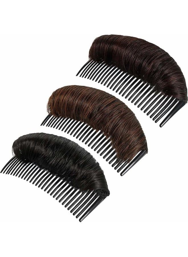 3 Count Hair Bun Maker, Invisible False Hair Clip, Fluffy Hair Pad, Volume Insert Tool, Black, Light Brown, Dark Brown