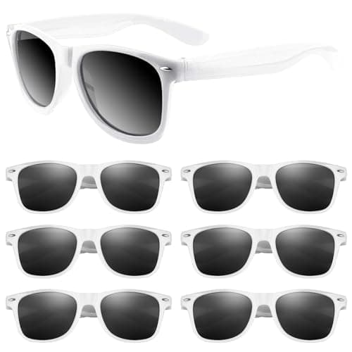 ASTARON Novelty Sunglasses Bulk 6 Pack White Novelty Sunglasses Party Favors for Summer Beach Pool Wedding Party Great Gift for Pool Birthday Party Supplies Goody Bag Favors