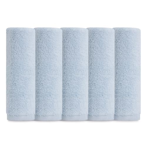 Natemia Organic Baby Washcloths (5 Pack, 12” x 12”) – 100% Organic Cotton – Ultra-Soft Baby Towels for Sensitive Skin – Newborn, Boys & Girls – Bathtime Wash Cloths, Baby Registry Must-Have (Blue)