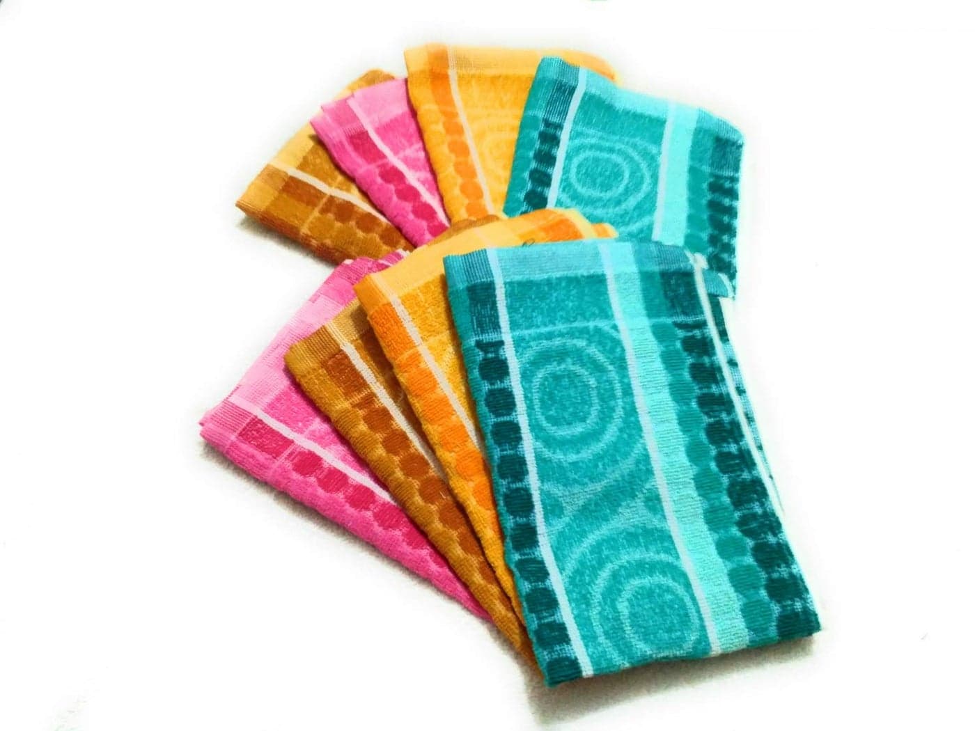 Cotton Colors 300 GSM 8 Piece Cotton Hand Towel Set - Multicolor_D37