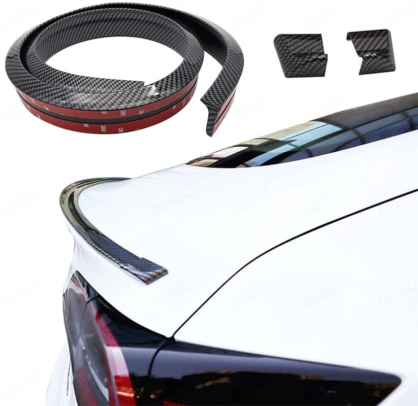 MIZZEO Fiber Trunk Spoiler Lip Punch/Drill Free (150 cm x 3.5 cm, Carbon Black) Compatible with Maruti Suzuki Swift Old (Type-I) 2000-2004