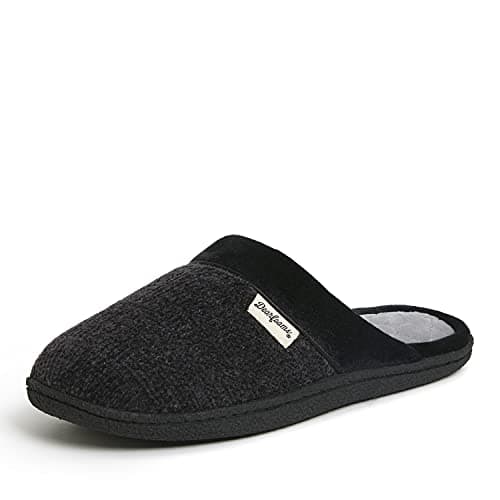 Dearfoams Women's Samantha Knit Closed Toe Scuff Slipper, Black, Large