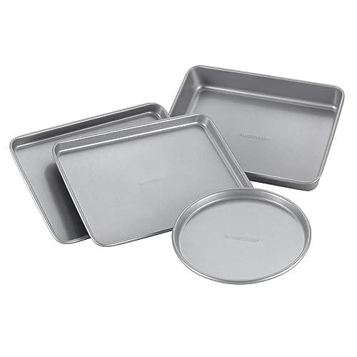 Farberware Bakeware Steel Nonstick Toaster Oven Pan Set 4Piece Baking Set Gray