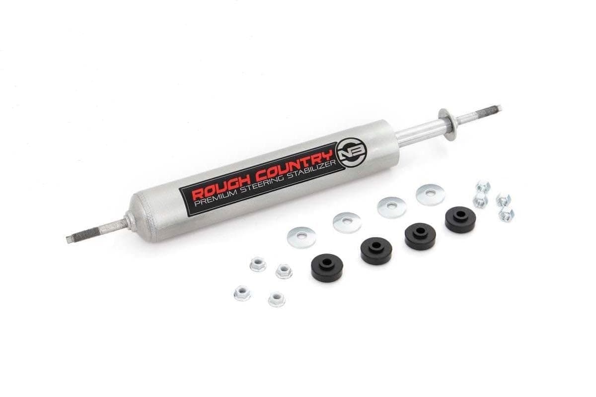 Rough Country N3 Steering Stabilizer Fits 19701979 Ford F150 Bronco Steering Damper 8733430 Black