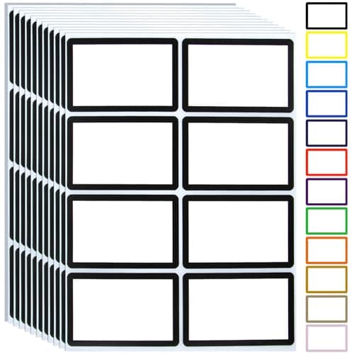 Name Tag Stickers,15 Colors Available,200pcs Black Name Tag Labels,3.5" x 2.25" Name Badges Name Tags Label for School,Party,Training,Clothing(Black)