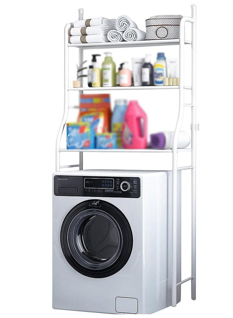 LeoStar Multi-Layer Laundry Rack for Washing Machine | Heavy-Duty Over-Washer Storage Organizer | Adjustable Shelves for Detergents, Towels & Bathroom Essentials | Space-Saving Laundry Room Shelf | Durable Steel Frame Design