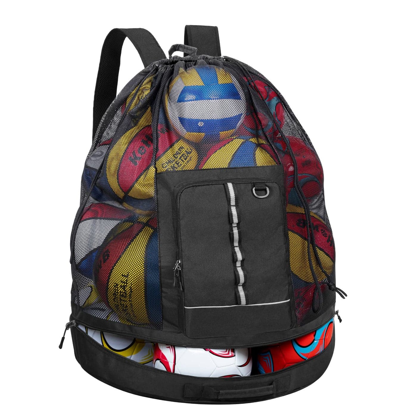GOBUROS Extra Large Mesh Soccer Ball Bag Basketball Backpack with Shoulder Straps and Front Pocket for Basketball Soccer Football Volleyball Rugby and Beach Sports