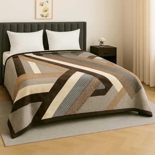Nivasam Cadbury Korean Super Soft Winter Blanket Imported - 2 Ply Reversible Super Soft Warm Plush Royal King Size Double Bed Blanket 3.5 Kg (Urban Timber Weave)