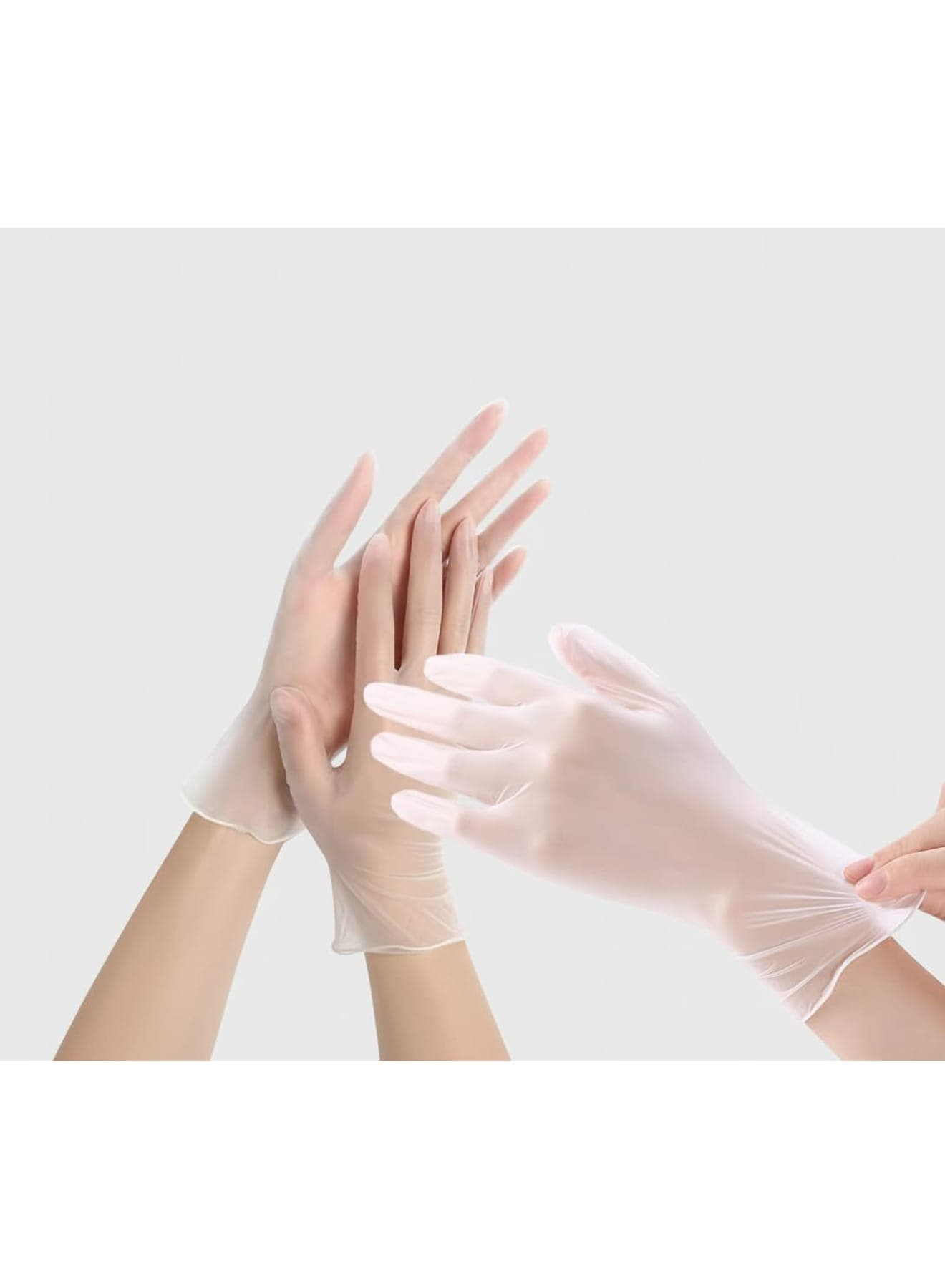Disposable Gloves, Clear Vinyl Powder-Free Latex-Free PVC Gloves for Kitchen, Cleaning, Safety Food Handling, Medical, Spa and Salon Use, 100 PCS (X-Large)
